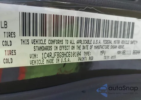 2017 Jeep Grand Cherokee Limited 75Th Anniversary Edition 4X4 from USA, damaged, VIN 1C4RJFBG9HC610104